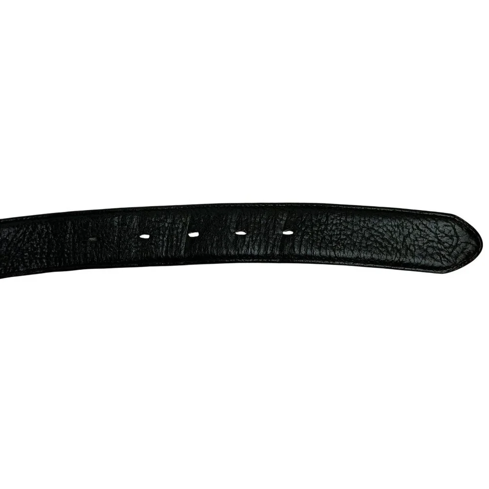 Tony Lama Black Leather Belt With Classic Western Silver Buckle Mens 40